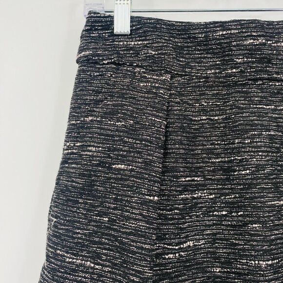 LOFT Size 00P Black Metallic Weave Tweed Pleated Fully Lined Skirt - Picture 4 of 9